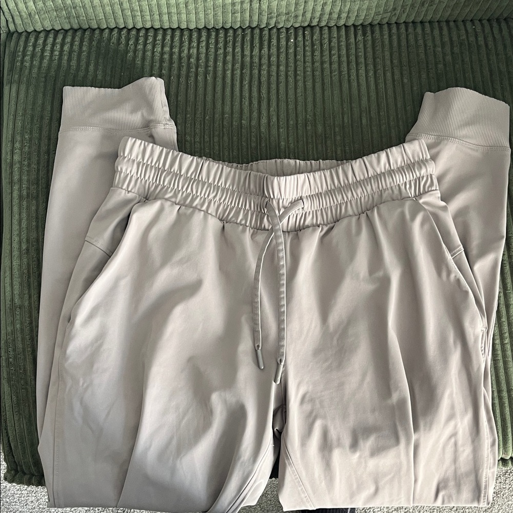 Women's Light Gray Track Pants with Elastic Waist